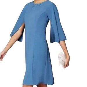 NEW J. Jill Christian Siriano Blue Dress 3/4 Bell Sleeves Pullover Size XS